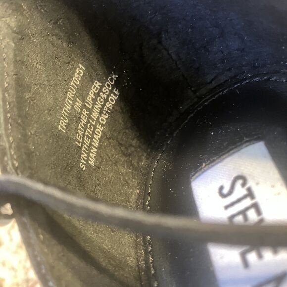 Steve Madden Truth Black Platform High Heel Shoes Size 8 M Ankle Strap Y2K Suede - Picture 7 of 9